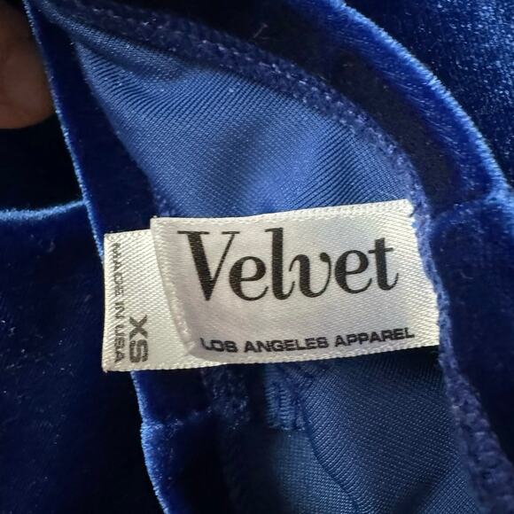 Los Angeles Apparel Velvet Electric Blue High Waist Stretch Leggings X-Small - Picture 6 of 10